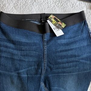 Karen Kane Indigo Stretch Pull-On Jeggings with Black Waistband